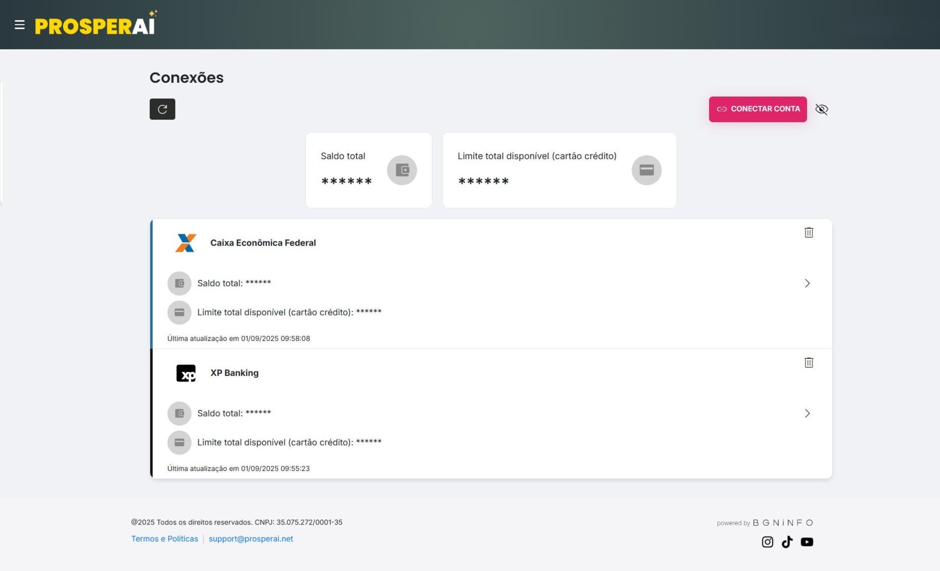 Conexão com Conta Bancária - ProsperAI